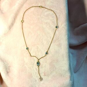 Gold Clear Crystal Necklace! handmade
